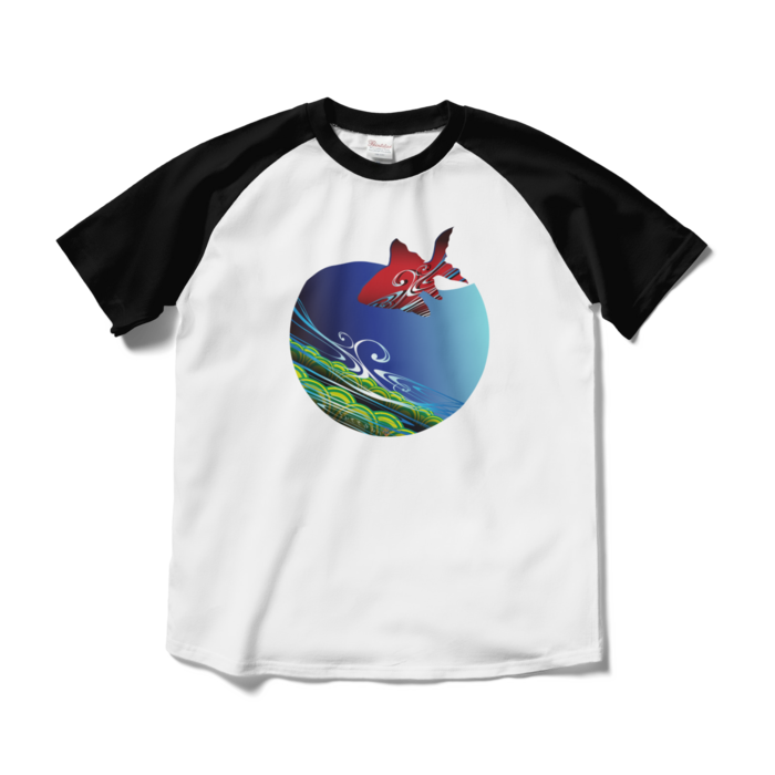 ラグランTシャツ - M - ホワイト×ブラック