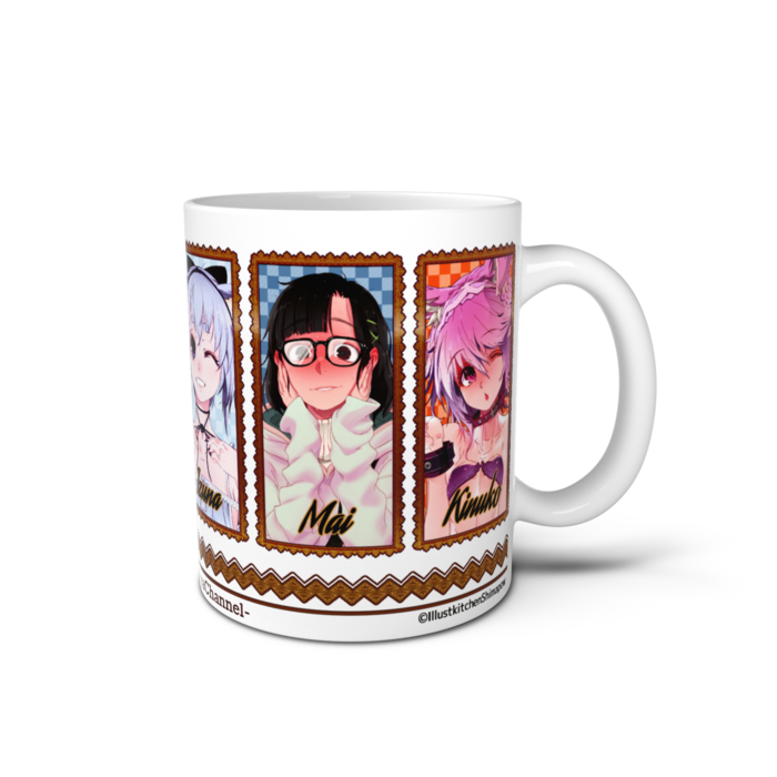 枠左から・志乃：さなゑ：タオ：イズナ：まい：キヌ仔　　マグカップ - 直径 8 cm / 高さ 9.5 cm(1)