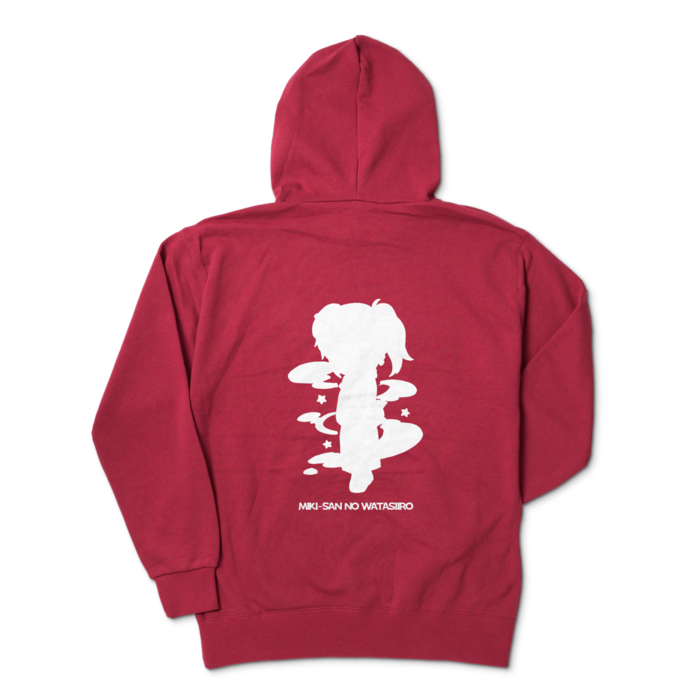 ジップパーカー - XL - バーガンディ(シルエット白)