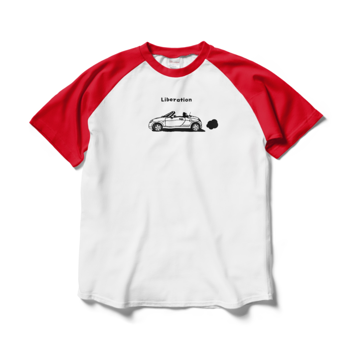 ラグランTシャツ - L - ホワイト×レッド