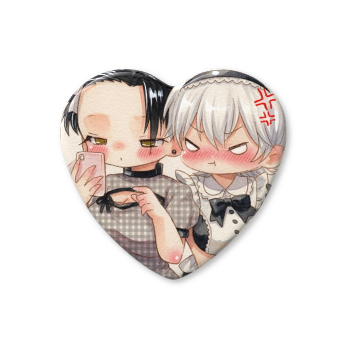 ハート缶バッジ - 57 × 52.5mm