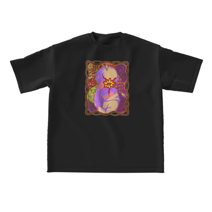 ビッグシルエットTシャツ - L - 正面 - ブラック