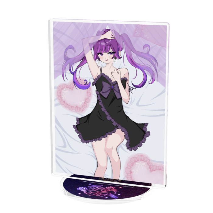 ベッドver. 黒・クッションとレース【アクリルスタンド】- 100x100mm