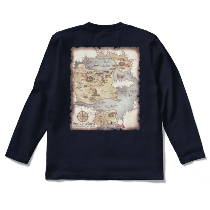 背面マップロングスリーブTシャツ - S - ネイビー