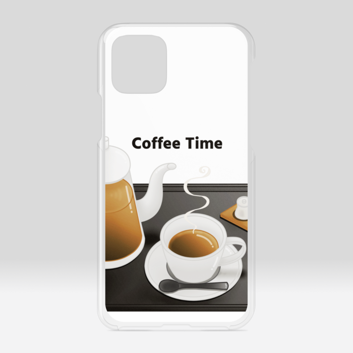 クリアiPhoneケース　珈琲×白背景　iPhone 11Pro