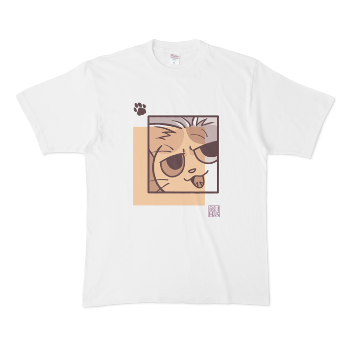 猫柄Tシャツ蜜柑 - XL