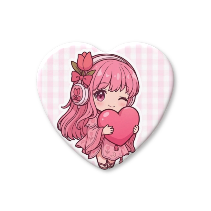 ハート缶バッジ - 57 × 52.5mm