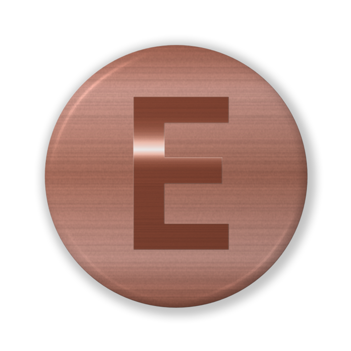 【E(イー)】〈ブロンズグラフィック〉缶バッジ- 32mm