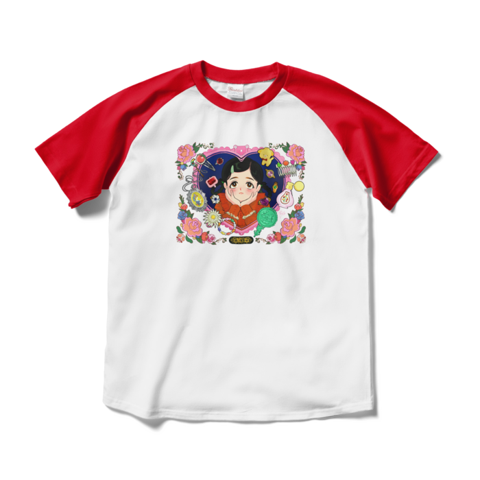 ラグランTシャツ - M - ホワイト×レッド