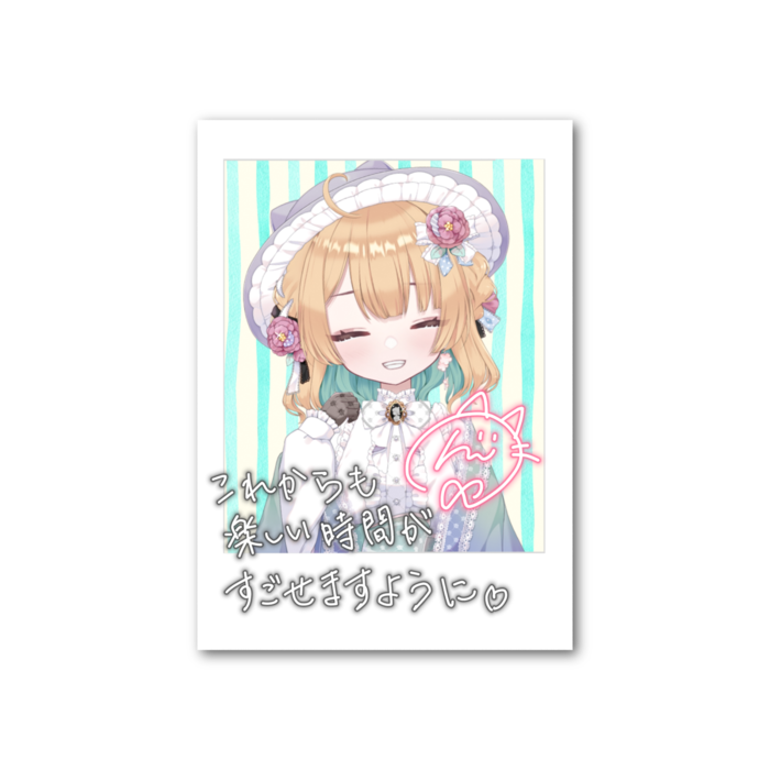 コメント入りチェキ風カード - 水色