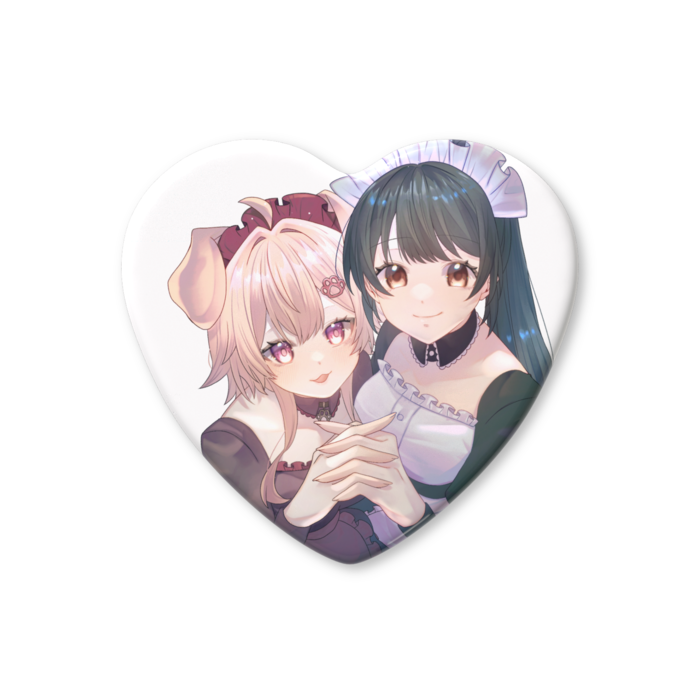 ハート缶バッジ - 57 × 52.5mm