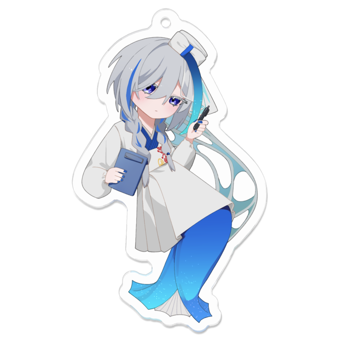 アクキー　薄青テン　【カフェコーデ】