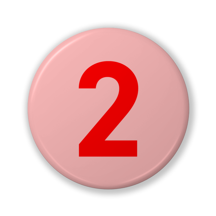 【2(ニ)】〈レッド〉缶バッジ- 32mm