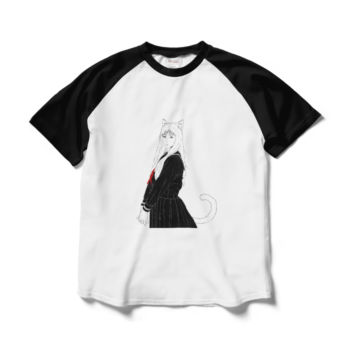 ラグランTシャツ - L - ホワイト×ブラック