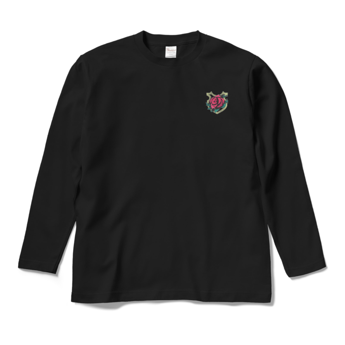 薔薇ワンポイントロングスリーブTシャツ - M - ブラック