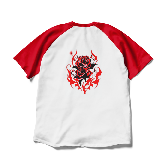 ラグランTシャツ - XL - ホワイト×レッド