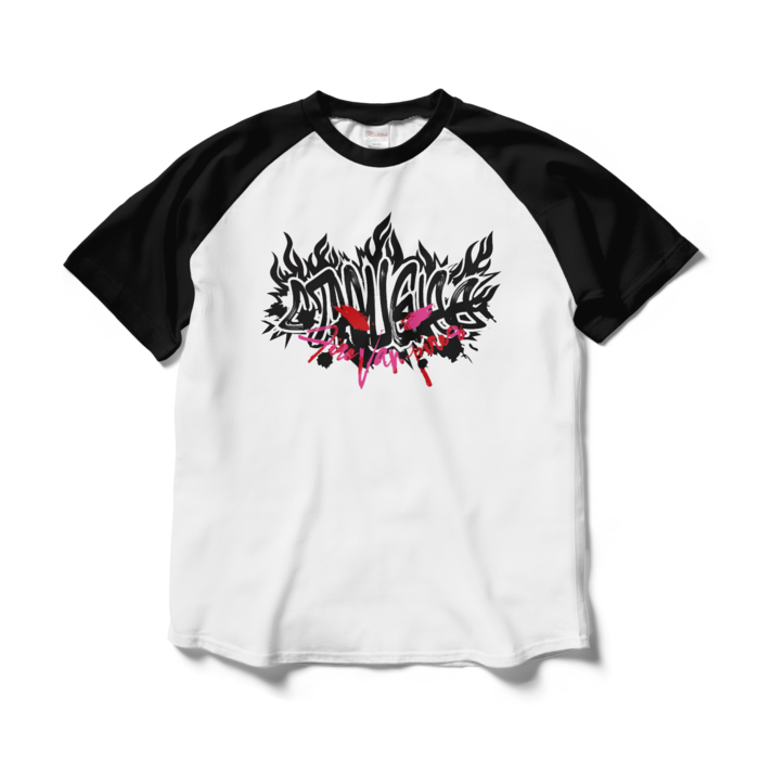 ラグランTシャツ - L - ホワイト×ブラック