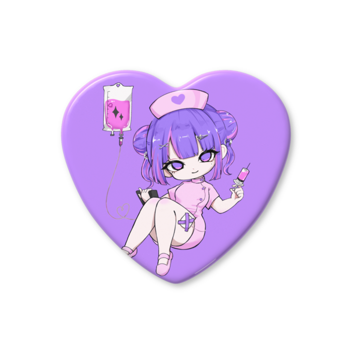 ハート缶バッジ - 57 × 52.5mm