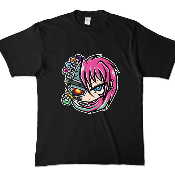 "Tekko〜CyberGirl" T-shirts/「鉄子〜サイバーガール」カラーTシャツ - XL - ブラック (濃色)