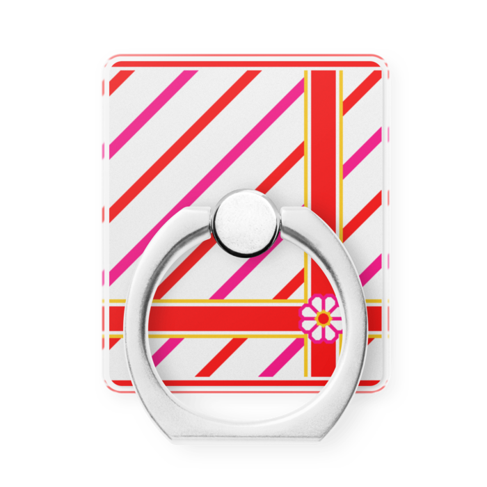 八枚花のラッピング風スマホリング(赤系)