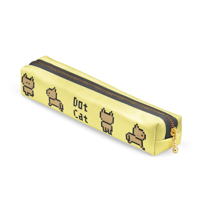 ペンケース - 20 x 4 x 4cm - 背景黄色 - ファスナー黒