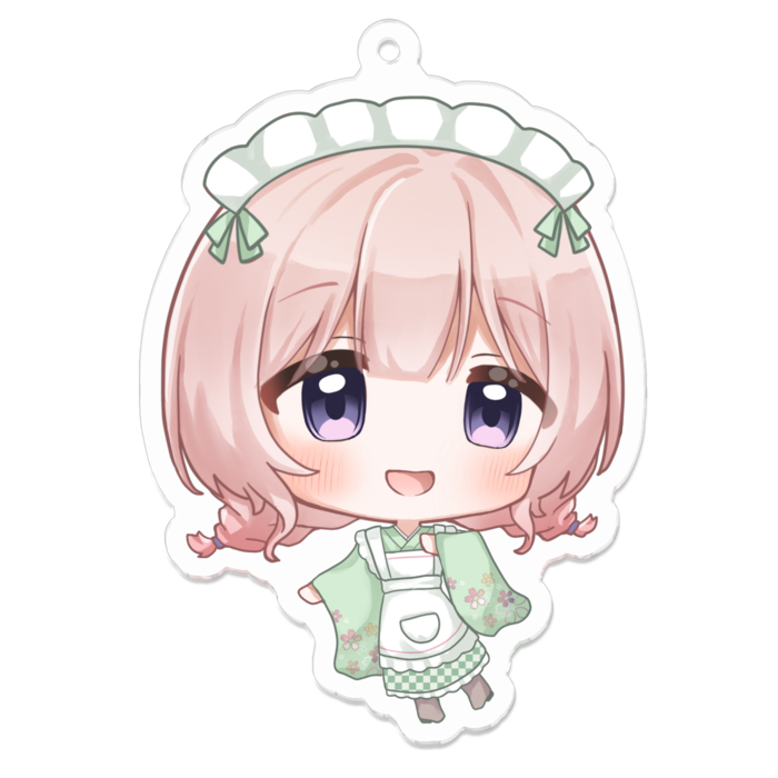 和風メイド/アクリルキーホルダー - 70 x 70 (mm)