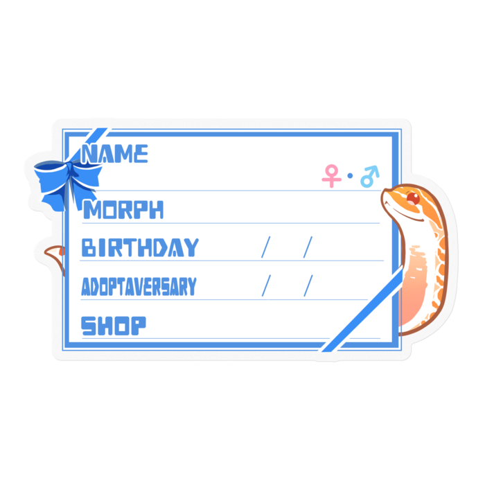 【🐍お名前ステッカー】シシバナ(アルビノ) ‐リボン／ブルー(英語)