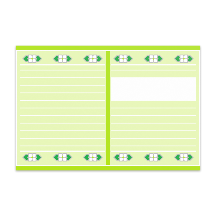 四枚花のノート表紙ポストカード(イエローグリーン系)