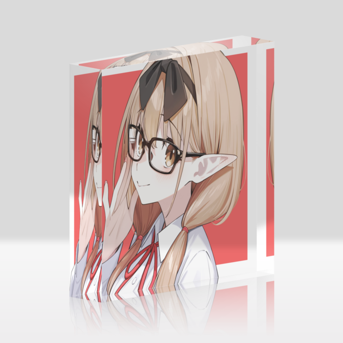 背面透明アクリルブロック - 100x100mm