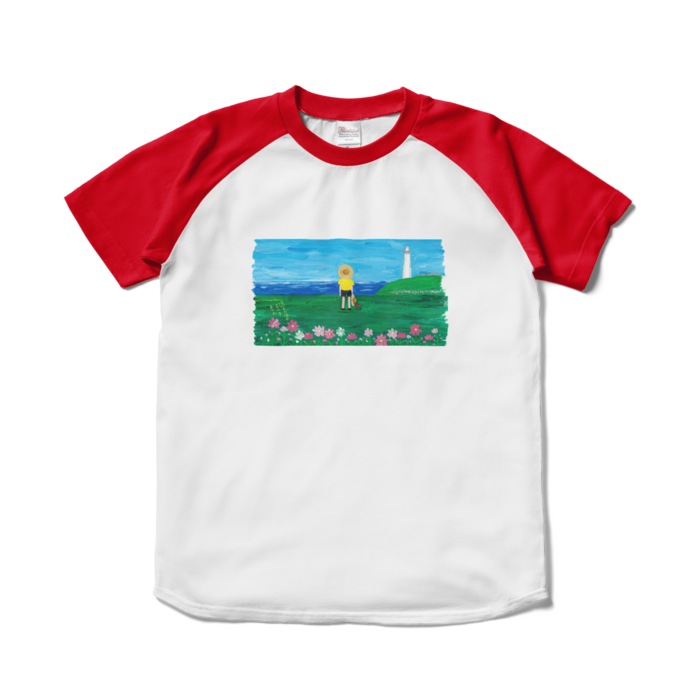 ラグランTシャツ - S - ホワイト×レッド