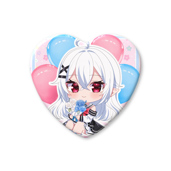 ハート缶バッジ - 57 × 52.5mm
