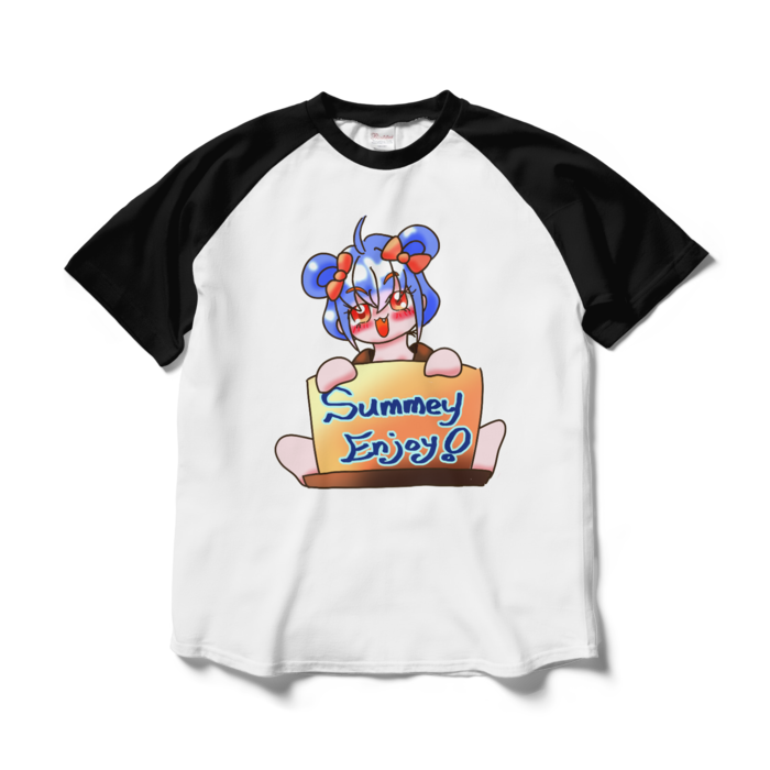 ラグランTシャツ - L - ホワイト×ブラック