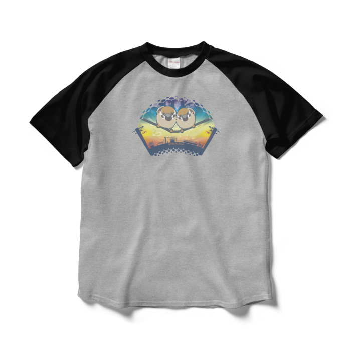 ラグランTシャツ - L - 杢グレー×ブラック