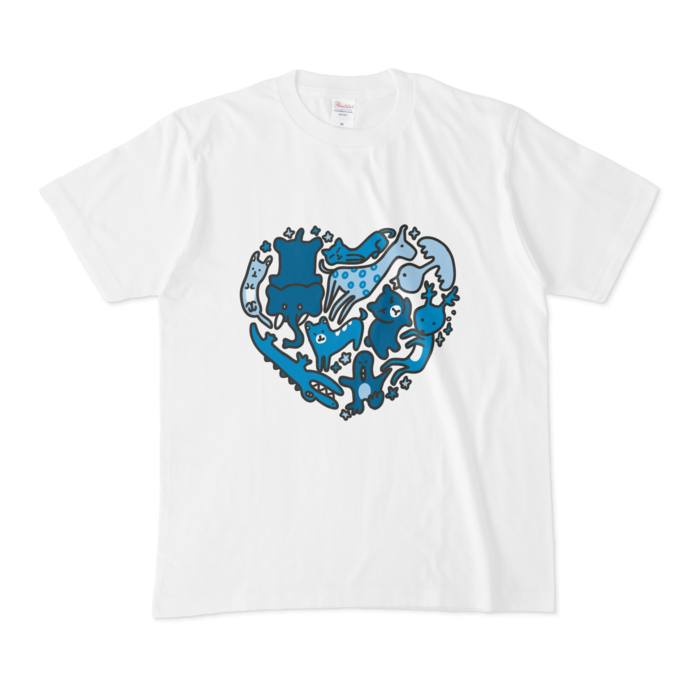 Tシャツ - M - 白(青)