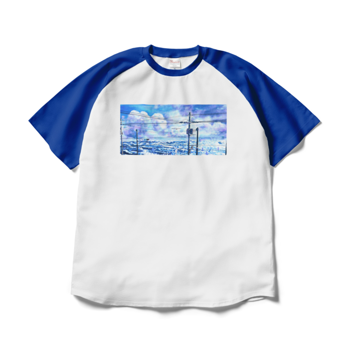 ラグランTシャツ - XL - ホワイト×ロイヤルブルー