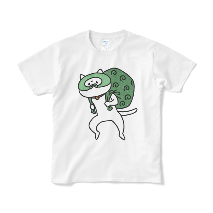 【デカねこ】こそ泥ねこ（大プリント／カラー）Tシャツ - S - ホワイト