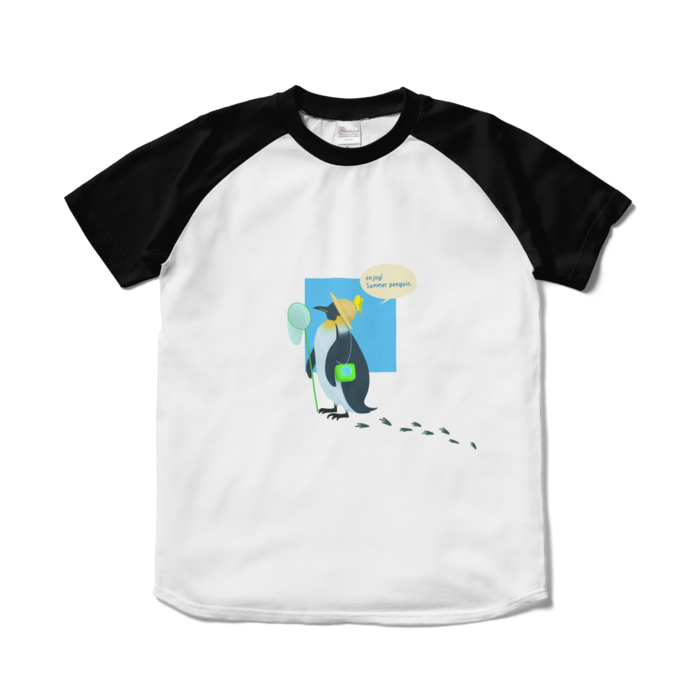 ラグランTシャツ - S - ホワイト×ブラック(1)