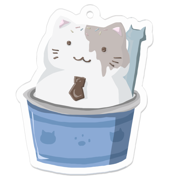 ねこあいすアクキー - 50 x 50 (mm)