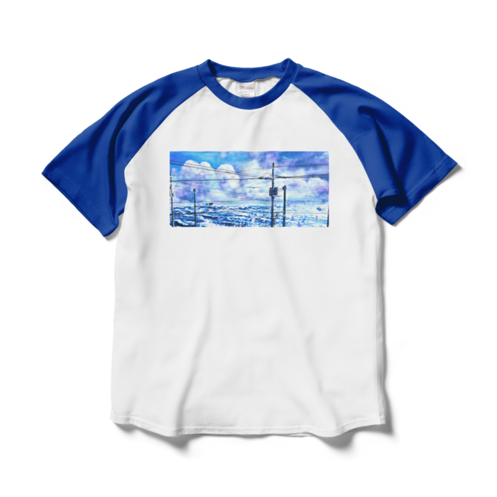 ラグランTシャツ - L - ホワイト×ロイヤルブルー