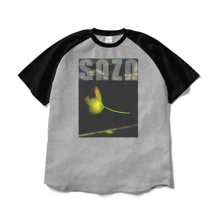 ラグランTシャツ - XL - 杢グレー×ブラック