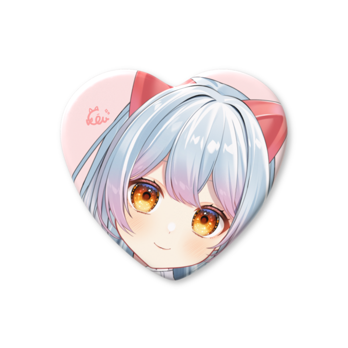ハート缶バッジ - 57 × 52.5mm