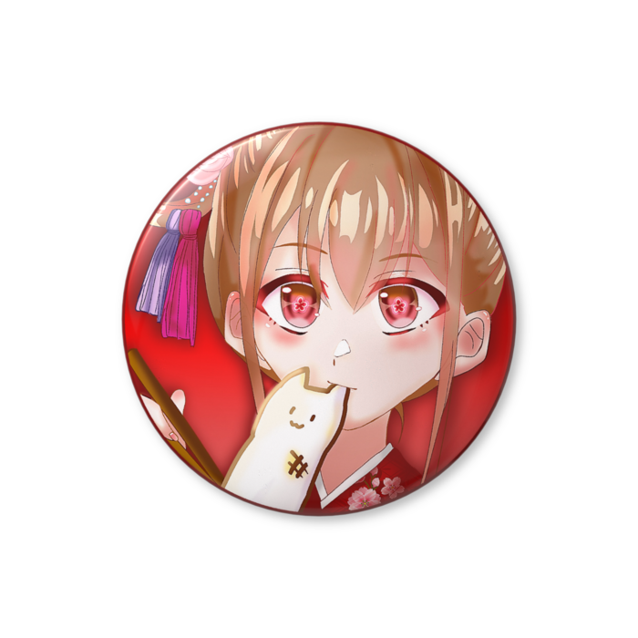餅食ってる少女　缶バッジ（バリュー） - 25mm
