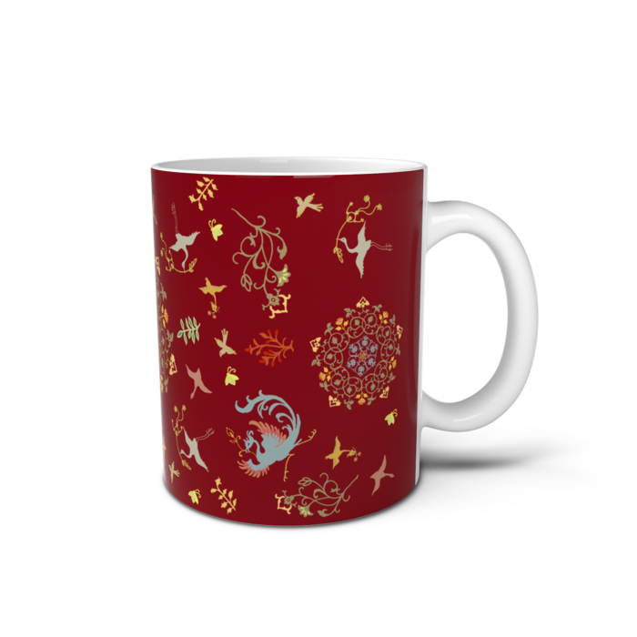 正倉院柄マグカップ - 赤