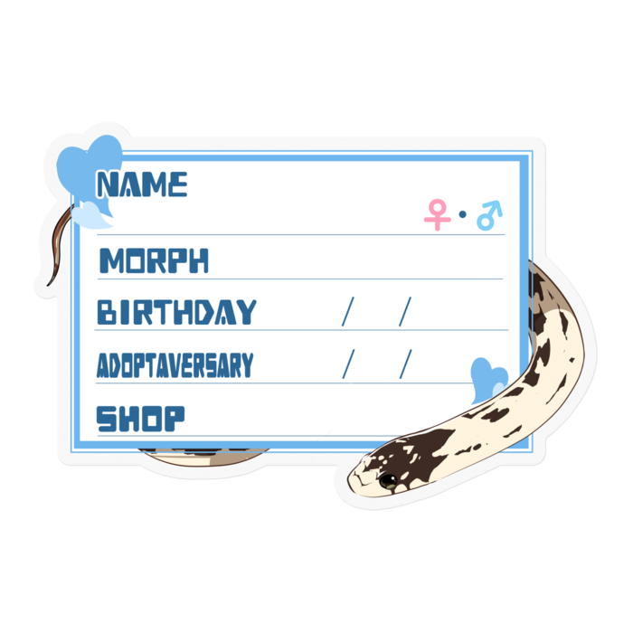 【🐍お名前ステッカー】カリキン(バナナ) ‐ハート／ブルー(英語)