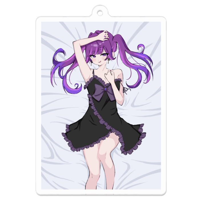 ベッドver. 黒【アクリルキーホルダー】 - 70 x 70 (mm)