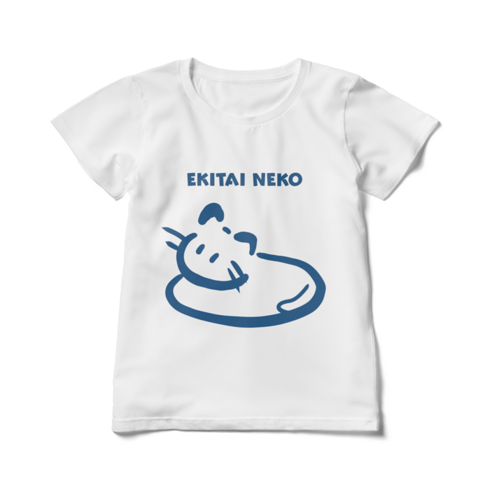 白レディースTシャツ - L - ブルー