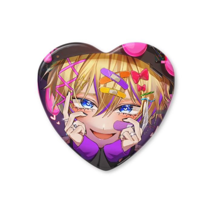 ハート缶バッジ - 57 × 52.5mm