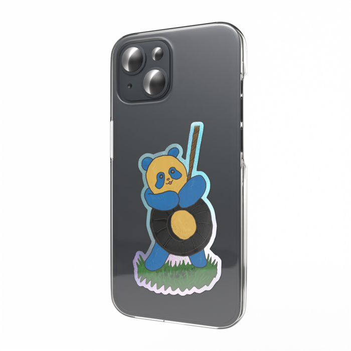 オーロラスマホステッカー - パンダ黄青