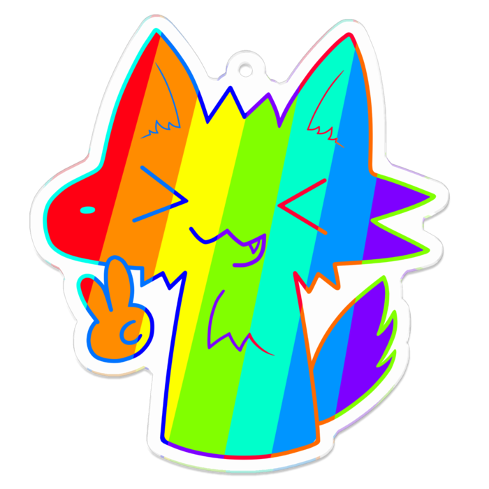 ゲーミングおおかみくん（コーティング） - 70 x 70 (mm)