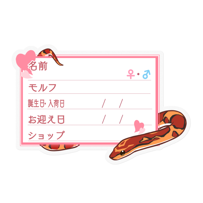 【🐍お名前ステッカー】コーンスネーク(ノーマル) - ハート/ピンク